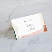 "Overlapping" - Place Cards in Blush by Jennifer Wick - Folded with Free Guest Printing