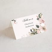 "Spring Botanicals" - Place Cards in Blush by Susan Moyal - Folded with Free Guest Printing