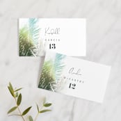 "Summer Palm" - Place Cards in Leaf by Baumbirdy - Front with Free Guest Printing