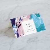 "Blissful Blooms" - Place Cards in Celestial by Grace Kreinbrink - Folded with Free Guest Printing
