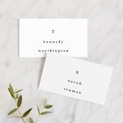 "Epithet" - Place Cards in Charcoal by Nazia Hyder - Front with Free Guest Printing