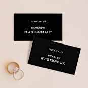 "Enamored" - Place Cards in Obsidian by Kimberly FitzSimons - Front with Free Guest Printing