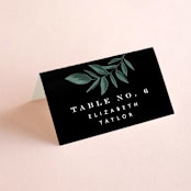 "Forest Crest" - Place Cards in Obsidian by Alethea and Ruth - Folded with Free Guest Printing