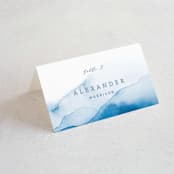 "Watercolor waves" - Place Cards in Ocean by Yuliya Evseeva - Folded with Free Guest Printing