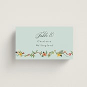 "Tropical Crest" - Place Cards in Papaya by Susan Moyal - Front with Free Guest Printing
