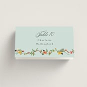 "Tropical Crest" - Place Cards in Papaya by Susan Moyal - Folded with Free Guest Printing