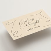 "French Whimsy Script" - Place Cards in Champagne by Wallace Design Co. - Detail
