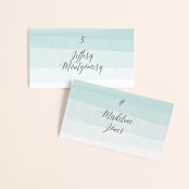 "Old Post Road" - Place Cards in Sea Salt by Jennifer Wick - Front with Free Guest Printing