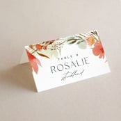 "New Blossoms" - Place Cards in Peach by Olivia Raufman - Folded with Free Guest Printing