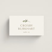 "Soft Sprigs" - Place Cards in Champagne by Jennifer Postorino - Front with Free Guest Printing