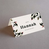"Rose Garden" - Place Cards in Magenta by Leah Bisch - Folded with Free Guest Printing