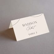 "Engraved" - Place Cards in Charcoal by Claudia Orengo - Folded with Free Guest Printing