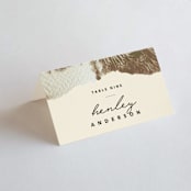 "Organic Elegance" - Place Cards in Sand by Carrie Moradi - Folded with Free Guest Printing