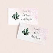 "Cacti" - Place Cards in Rose Crystal by Cass Loh - Front with Free Guest Printing