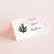 "Cacti" - Place Cards in Rose Crystal by Cass Loh - Folded with Free Guest Printing