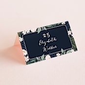 "Floral Edged Frame" - Place Cards in Royal by Alethea and Ruth - Folded with Free Guest Printing