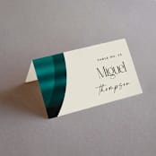"Spectrum" - Place Cards in Teal by Heather Schertzer - Folded with Free Guest Printing