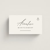 "Beautifully Scripted" - Place Cards in Pearl by Hooray Creative - Front with Free Guest Printing