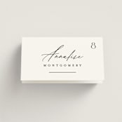 "Beautifully Scripted" - Place Cards in Pearl by Hooray Creative - Folded with Free Guest Printing
