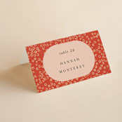 "Japanese Fabric" - Place Cards in Persimmon by Becky Nimoy - Folded with Free Guest Printing