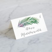 "Tropical Foliage" - Place Cards in Fern by Hooray Creative - Folded with Free Guest Printing