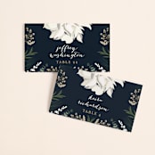 "Peonies & Berries" - Place Cards in Winter White by Susan Moyal - Front with Free Guest Printing