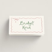 "Squiggly type" - Place Cards in Carnation by Creo Study - Folded with Free Guest Printing