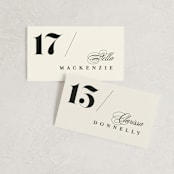 "Big Date" - Place Cards in Ivory by Anastasia Makarova - Front with Free Guest Printing