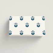 "Kantha Quilt" - Place Cards in Indigo by Nazia Hyder - Folded Back of Card