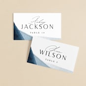 "Trio" - Place Cards in Ocean by Erin L. Wilson - Front with Free Guest Printing