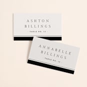 "Cambridge" - Place Cards in Tuxedo by Amy Kross - Front with Free Guest Printing