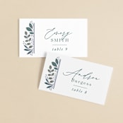 "Flourish" - Place Cards in Bluemoon by Jen Owens - Front with Free Guest Printing