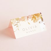 "Garden" - Place Cards in Peach by Lori Wemple - Folded with Free Guest Printing