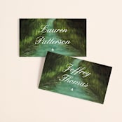"Adventure Begins" - Place Cards in Forest by Elly - Front with Free Guest Printing