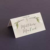 "Rustic Love" - Place Cards in Parchment by GeekInk Design - Folded with Free Guest Printing