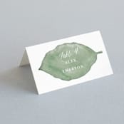 "Painted Leaf" - Place Cards in Leaf by Katharine Watson - Folded with Free Guest Printing