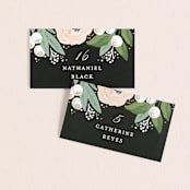 "Blooming Bouquet" - Place Cards in Charcoal by Alethea and Ruth - Front with Free Guest Printing