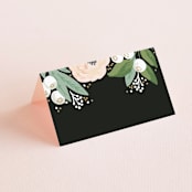 "Blooming Bouquet" - Place Cards in Charcoal by Alethea and Ruth - Blank front