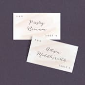 "Sophisticated script" - Place Cards in Blush by Hooray Creative - Front with Free Guest Printing