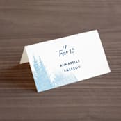 "misty forest" - Place Cards in Navy by Ariel Rutland - Folded with Free Guest Printing