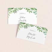 "Leafy ampersand" - Place Cards in Mint Leaf by Jennifer Wick - Front with Free Guest Printing