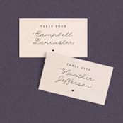 "Simply Perfect" - Place Cards in Blush by Brianne Larsen - Front with Free Guest Printing
