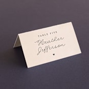 "Simply Perfect" - Place Cards in Blush by Brianne Larsen - Folded with Free Guest Printing