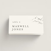 "Sketched Mountains" - Place Cards in Snow by Mere Paper - Folded with Free Guest Printing