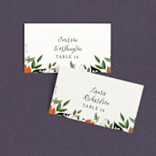 "Orange Blossoms" - Place Cards in Pearl by Susan Moyal - Front with Free Guest Printing