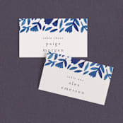 "Wildflower Floral" - Place Cards in Navy by Katharine Watson - Front with Free Guest Printing