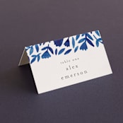 "Wildflower Floral" - Place Cards in Navy by Katharine Watson - Folded with Free Guest Printing