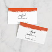 "Joyfully Ever After" - Place Cards in Tangerine by Faith Harlow - Front with Free Guest Printing