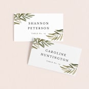 "Olive Branch" - Place Cards in Olive by Wildfield Paper Co - Front with Free Guest Printing