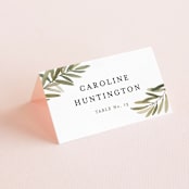 "Olive Branch" - Place Cards in Olive by Wildfield Paper Co - Folded with Free Guest Printing